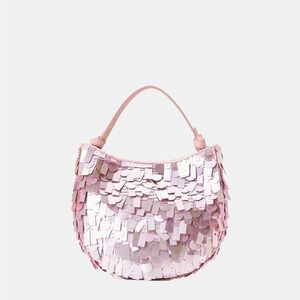 STAUD Crescent Mini sequin bag pink